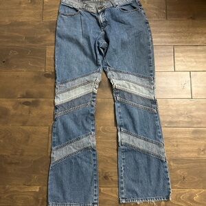 Wish Blue Patchwork Women's Flare Jeans